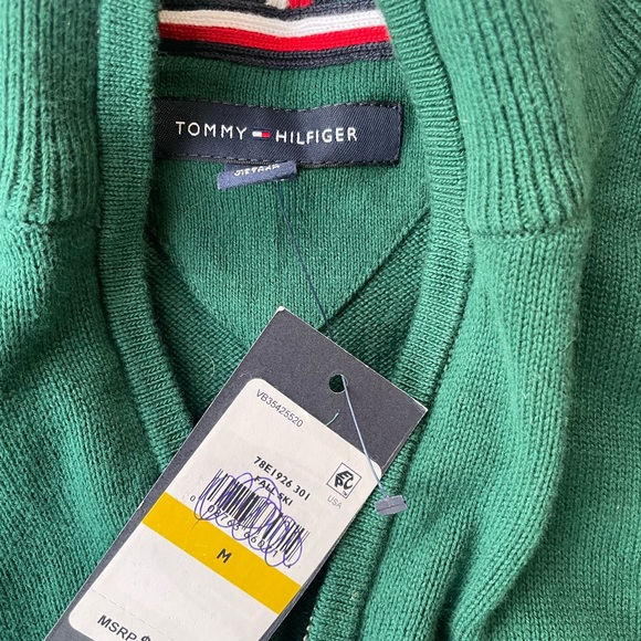 Tommy Hilfiger Mens Solid Quarter Zip Mock Neck Sweater Hunter Green Size Medium - Picture 5 of 7